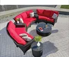 Hd designs garden wicker curved sofa set with side table furniture outdoor