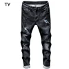 Ins hot design scratch casual black mens skinny biker jeans custom brand pent men ripped jeans