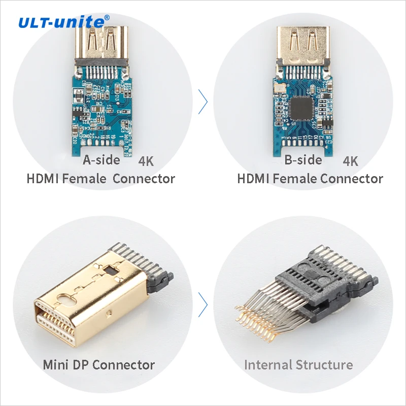 Amazon Bestseller High Quality Gold Plated Aluminum Alloy Braided Slim Soft 1080P 4K 60Hz Mini DisplayPort to HDMI Adapter - ANKUX.COM
