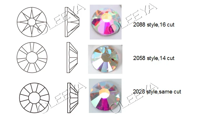 Manufacturing Bling 2028 Same Cut Ss3 to Ss50 Glass Flat Back Nail Strass Crystal Non Hotfix Rhinestones for Wedding Dress