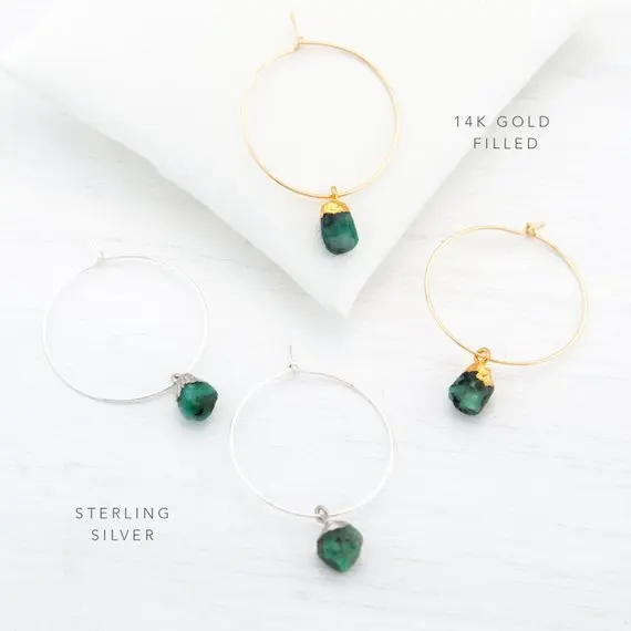 Natural Raw Stone Hoop Earrings Delicate Modern Aquamarine Genuine Gemstone Charm Earrings, As picture
Natural Raw Stone Hoop Earrings Delicate Modern Aquamarine Genuine Gemstone Charm Earrings, As picture