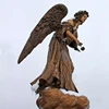 Garden decorative cast flower fairy bronze angel with wings sculpture