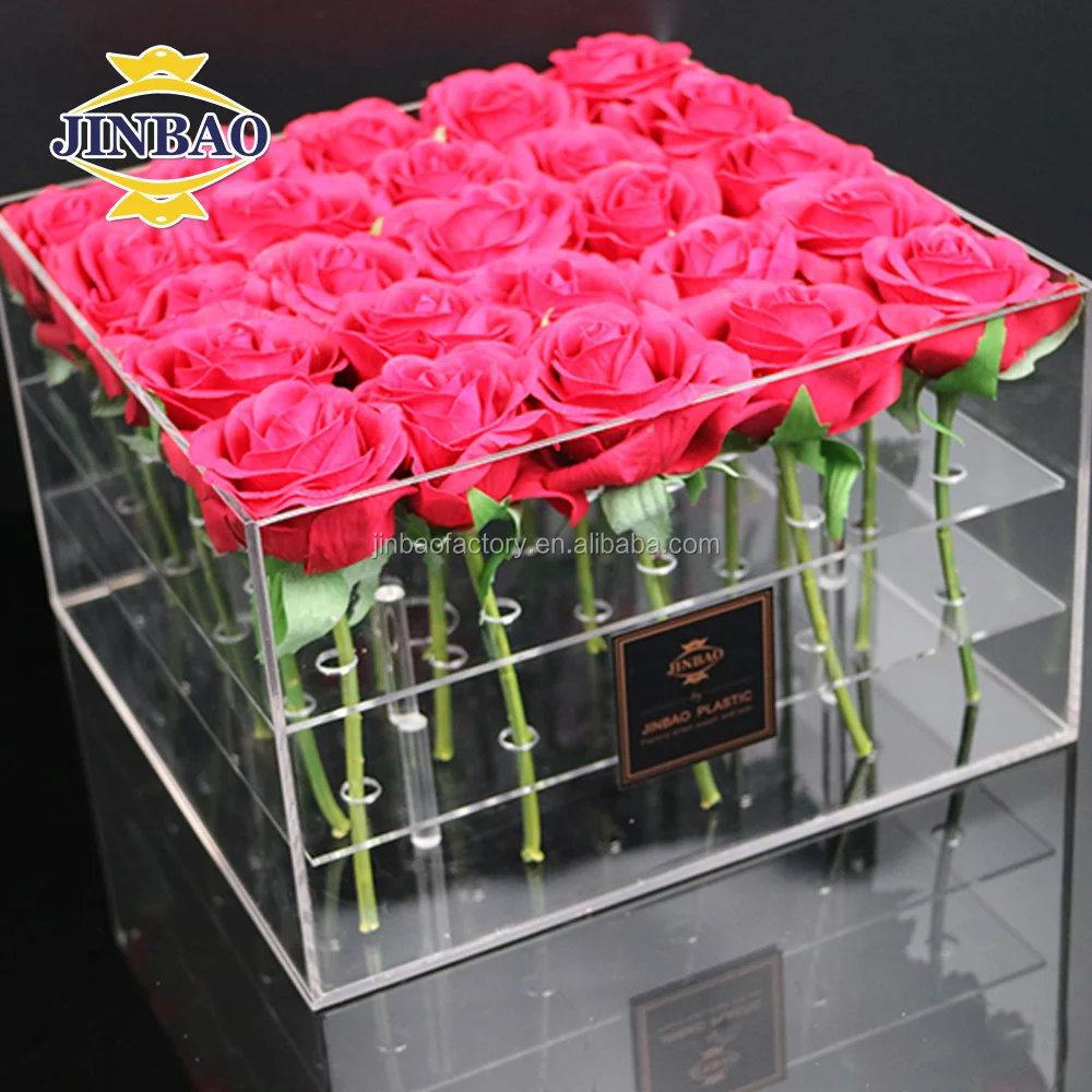 jinbao transparent acrylic flower box perspex gift box lucite