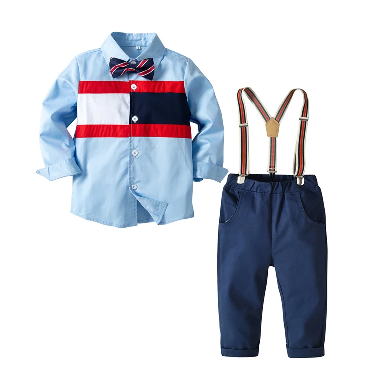 Boy long-sleeved color shirt baby shirt strap trousers three-piece wholesale kids clothes
Boy long-sleeved color shirt baby shirt strap trousers three-piece wholesale kids clothes