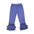 Wholesale kids clothing cotton denim color icing leggings girls ruffle pants
