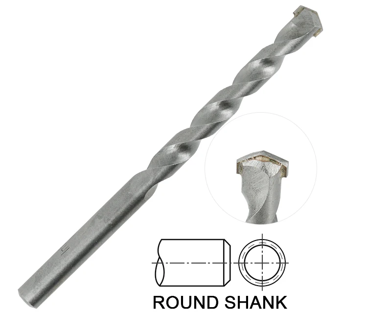 Round Shank Sand Blasted R Flute Carbide Tipped Masonry Drill Bit for Concrete Brick Masonry Drilling