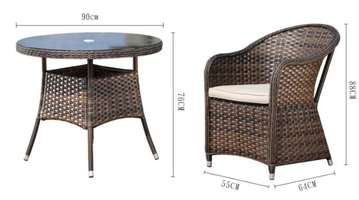 Outdoor furniture bar table and 4 chairs rattan dining table and chairs