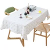 600437 Wholesale Waterproof Geometric Cotton Linen Blend Tablecloth Restaurant Rectangle Table Linens