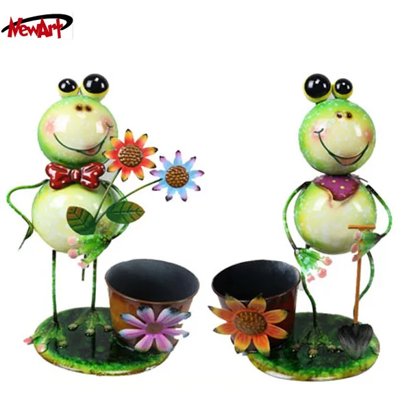 Décoration pas cher pots de fleurs vert grenouille jardinière en fonte antique grenouille dessin à la main fleur pot
