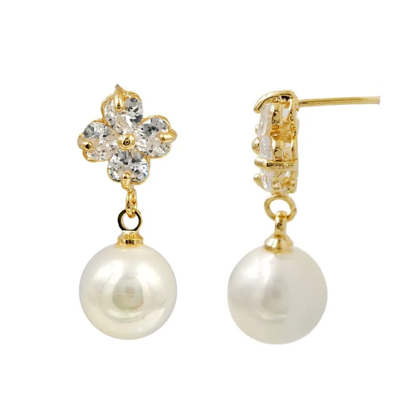 2016 Trend Fashion Jewelry 14k Gold Jewelry Wholesale Cz Stone Pearl Drop Earrings - Buy 14k ...