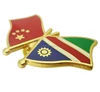 custom zinc alloy plated two countries flag crossing lapel pin