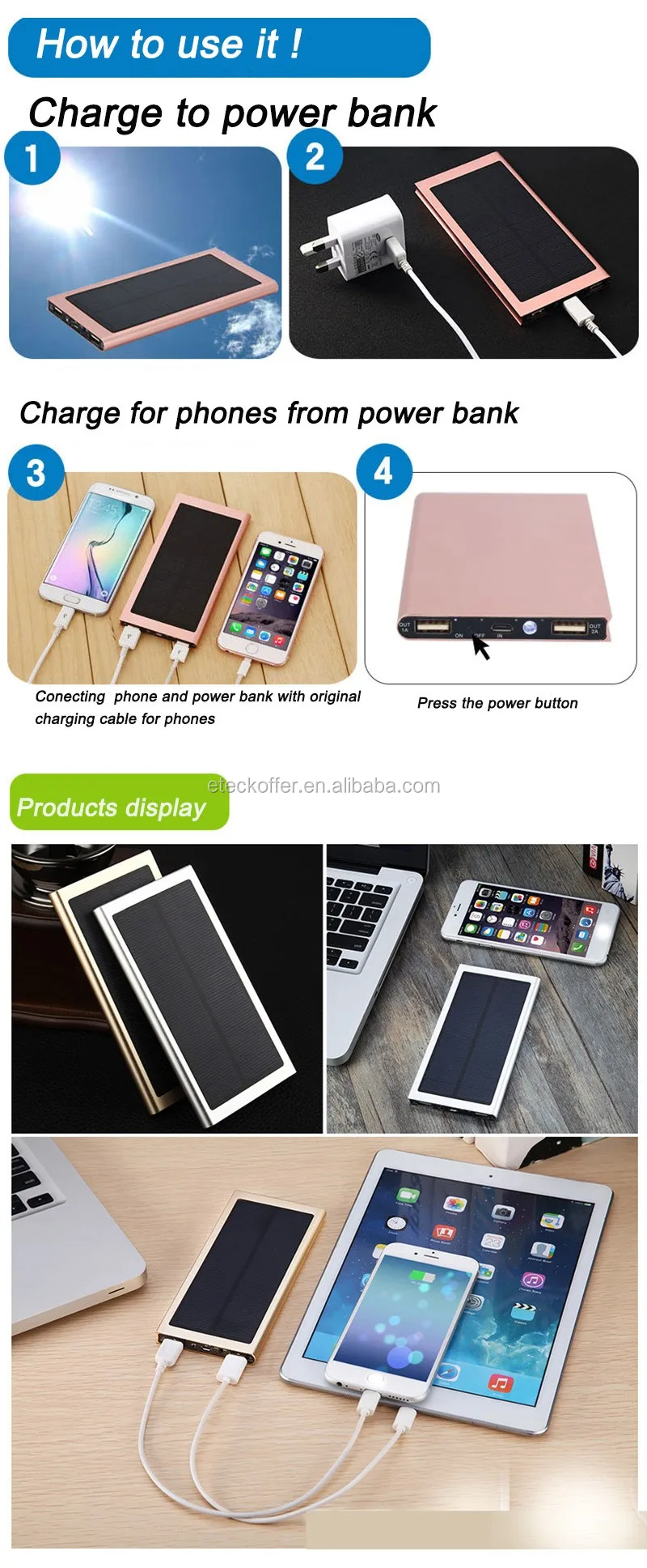 New 20000 mAh Solar Power Bank Waterproof Phone External Battery Solar Charger Power Bank - ANKUX.COM
