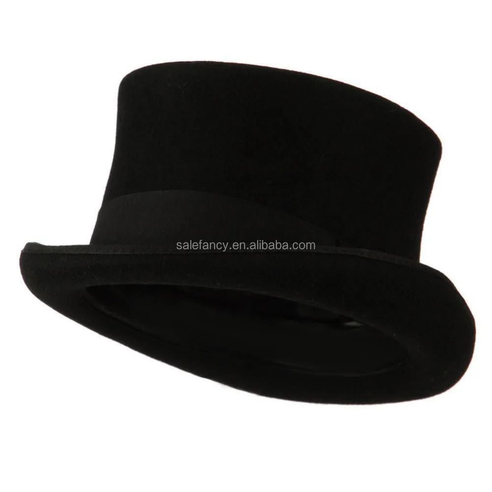 Victorian Steampunk Sihirbaz SIYAH Yün silindir şapka dokulu şapka QHAT-8573