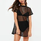 New Fashion Casual Short Sleeve Mesh Dress Women