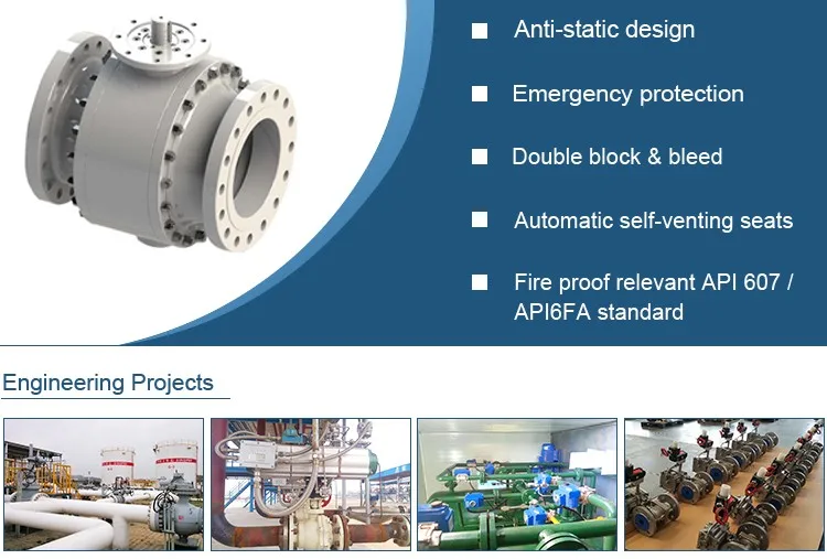 api6d&api608 trunnion type flange ball valve gear operation a105