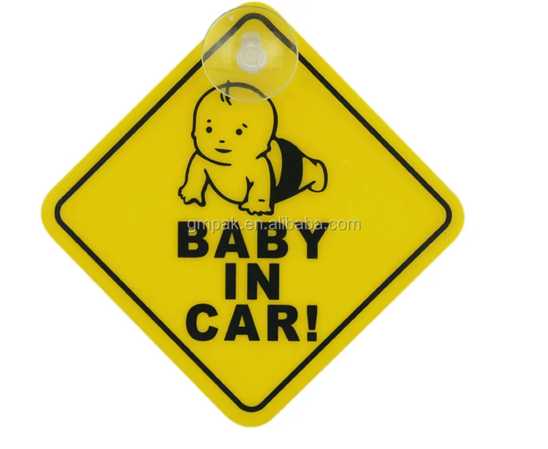 baby in car warning safety sticker sign