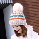 2019 Winter hot selling women's color scarf knit cap ball wool cap outdoor integrated hat brand cap