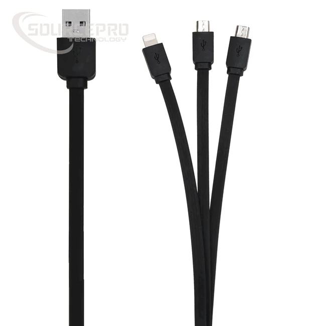 Cable Manufacturer High Speed PVC Android Charging Cables 3 in 1 USB Cable Flat USB Cable - ANKUX.COM