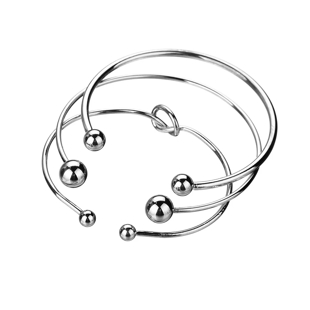 Fashion Simple Silver Plated 3pcs Bangle Set Minimalist Ball Beads Knot Open Cuff Bangle Set For Women
Fashion Simple Silver Plated 3pcs Bangle Set Minimalist Ball Beads Knot Open Cuff Bangle Set For Women