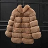 2018 winter best selling stand up collar color block jacket ladies women faux fur coat