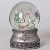 Resin Craft Arts Christmas Tree Snow Globe with silver base