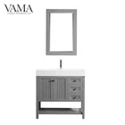 VAMA 36 inch cheap chinese solid wood bathroom vanity with acrylic basin top 755036