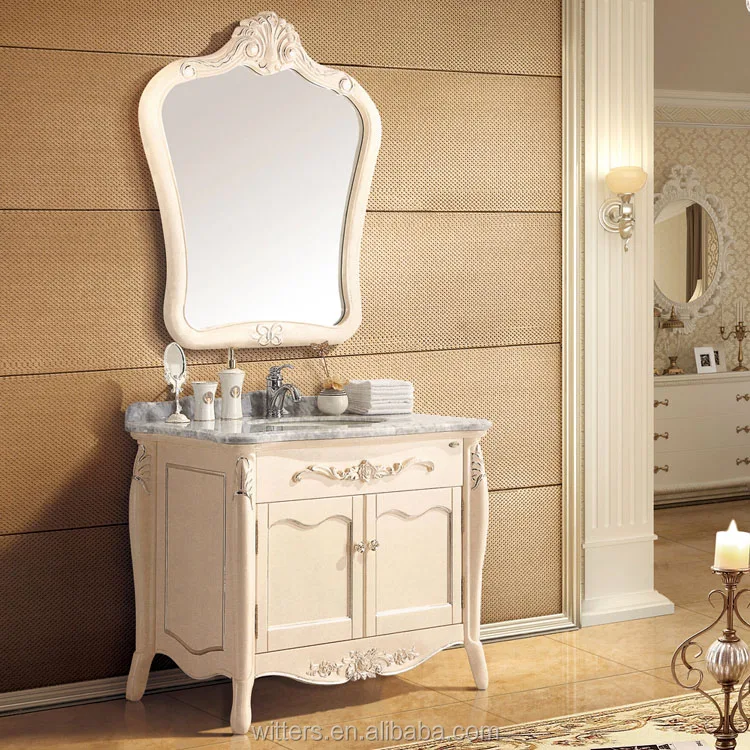 35" single Vanity With natural Marble Top luxury bathroom vanity cabinets