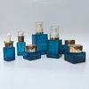 cosmetic packaging paint blue square glass bottle cream glass jar