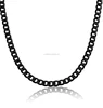 Mens Stainless Steel Solid Black Color 6mm Flat Classic Cuban Curb Necklace Chain Link Jewelry