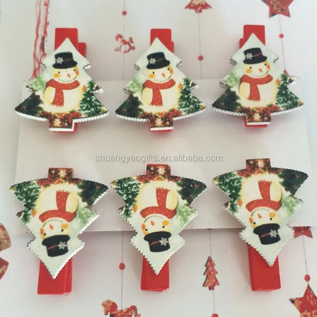christmas wooden clips with small patch for party decoration