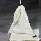 Reusable organic cotton mesh produce bag with drawstring for grocery shopping fruit vegetable