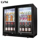 LVNI bar countertop commercial 2 glass door soft drink beverage beer can bottle display refrigerator fridge for sale