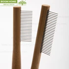 Pet Flea Comb with Wooden Handle for Dogs Cats and Small Dogs Short and Long Hair