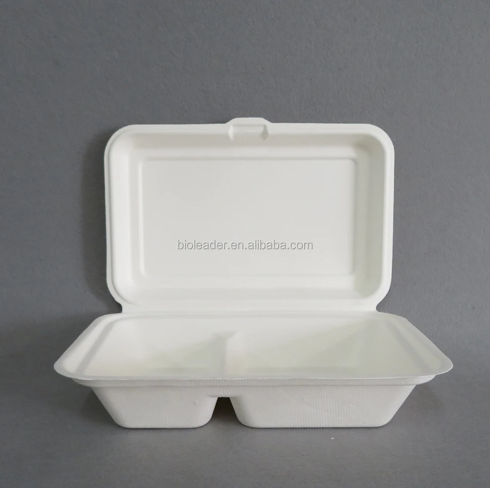 Sugar Cane Bagasse 8 Inch 3 Compartment Food Container