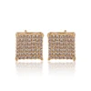 91125 Light weight quality dubai gold plate square shape micro pave crystal stud earring for women