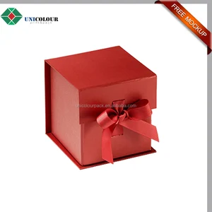 custom design paper folding gift box with ribbon closure