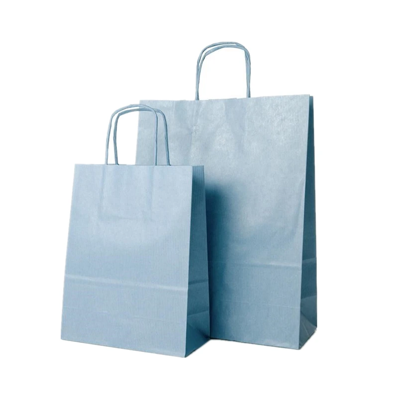 ecofriendly light blue kraft custom gift food paper bag
