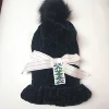 Warm chenille black winter hat and gloves set