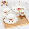 Wedding Gift English Style Cup and Pot Set Wholesale Fine Porcelain Floral Tea set