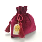 Drawstring Red Velvet Gift Bag Custom Printed Bags High Quality Wedding Jewelry Pouches For Party Wedding