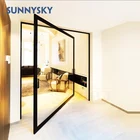 Large exterior front design aluminium pivot double glass door prices