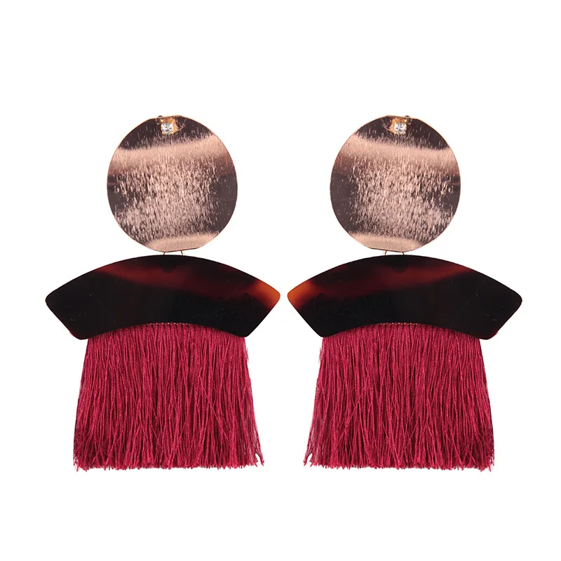 2018 New Arrival Women Round Circle Long Tassel Fringe Pendant Drop Earrings Trendy Jewelry, Wine red gray black yellow tassel earrings
2018 New Arrival Women Round Circle Long Tassel Fringe Pendant Drop Earrings Trendy Jewelry, Wine red gray black yellow tassel earrings
