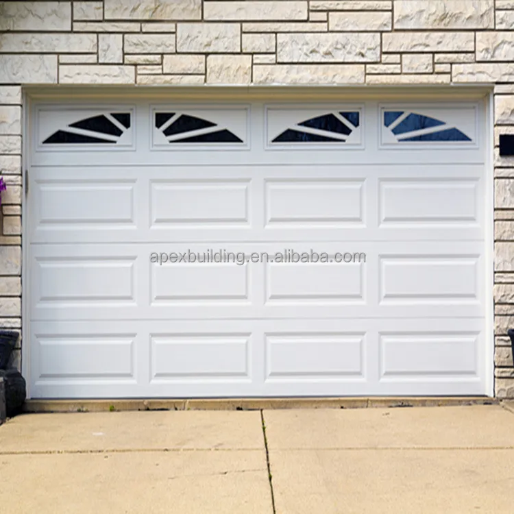 White Color Overhead Garage Door With Window Automatic Remote