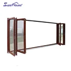 America CSA NFRC AS2047 Standard soundproof wood color thermal break double glass bifold aluminium door