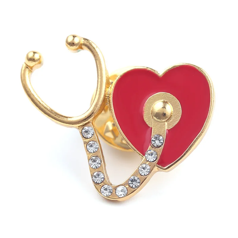 

Available Medical Jewelry Enamel Pins Vintage Brooch Shape Of Lovely Stethoscope Brooch, As the picture