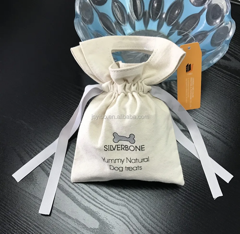 eco friendly natural cotton drawstring bag with ribbon