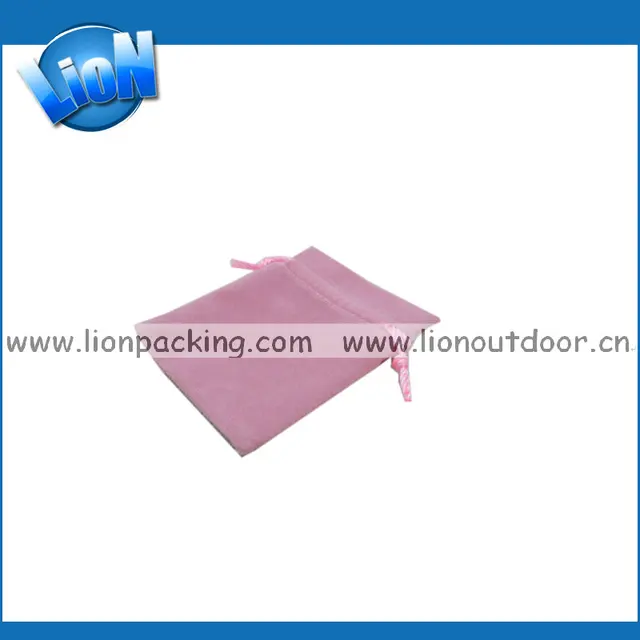 hot sell custom pink candy velvet pouch drawstring cosmetic bag