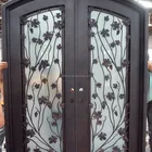 Grape vine and leaf design hand-forged wrought iron double entry door
