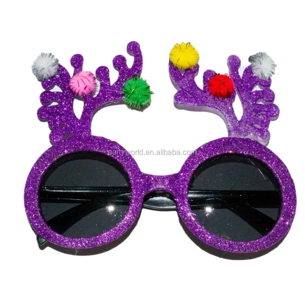 FS9251PE PURPLE GLITTER CHRISTMAS PARTY SUNGLASSES \u007F.jpg