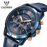 

CADISEN Hot Fashion Sport Men Watches Top Brand Luxury Quartz Watch Men Leather Waterproof Military Wristwatch Relogio Masculino